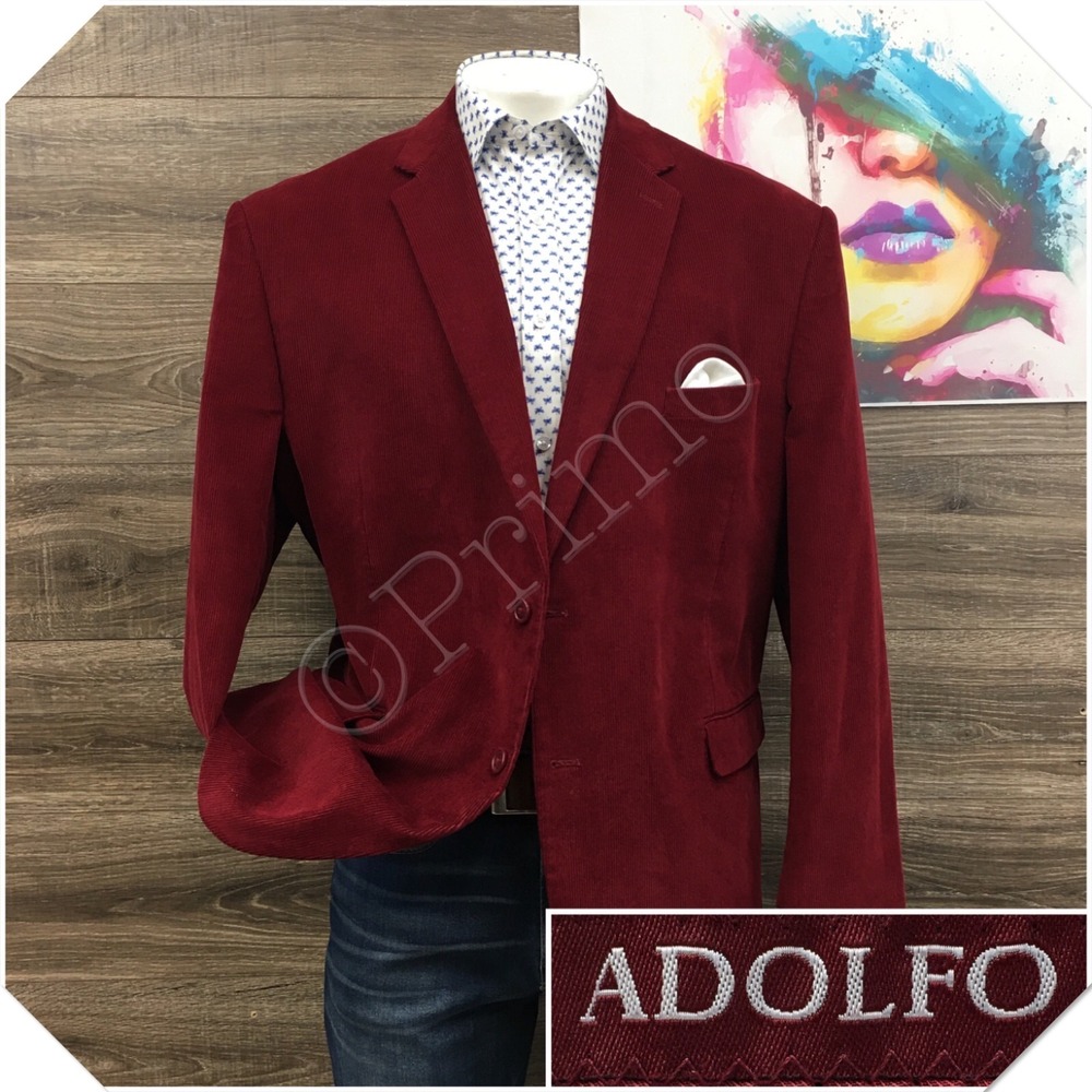 ADOLFO Mens Corduroy Blazer Sport Coat Casual Jacket Size 50R Classic Suit‎